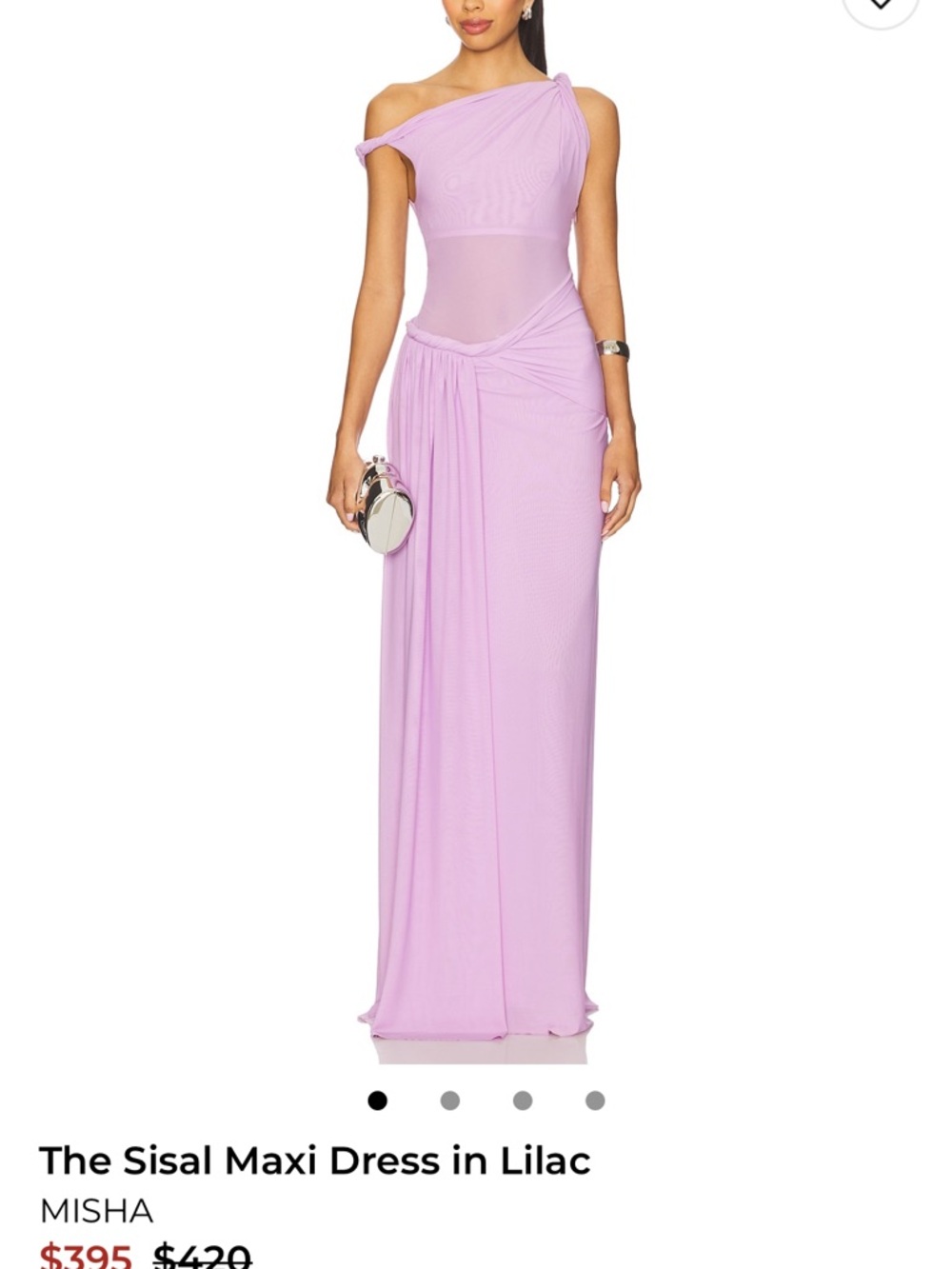 MISHA Lilac Sisal One Shoulder Maxi Dress XL